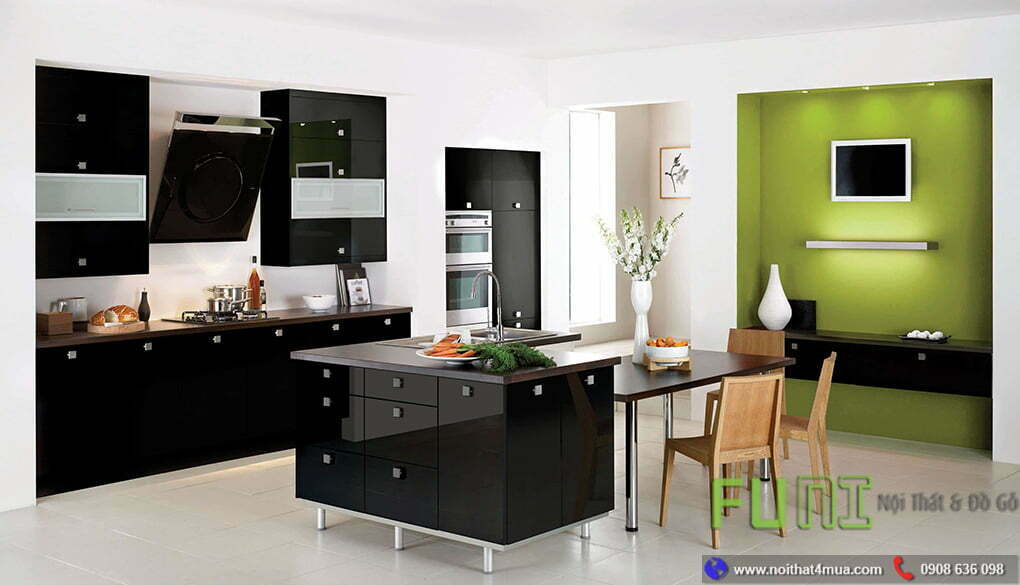 tủ bếp acrylic màu đen sang trọng tủ bếp acrylic màu đen sang trọng