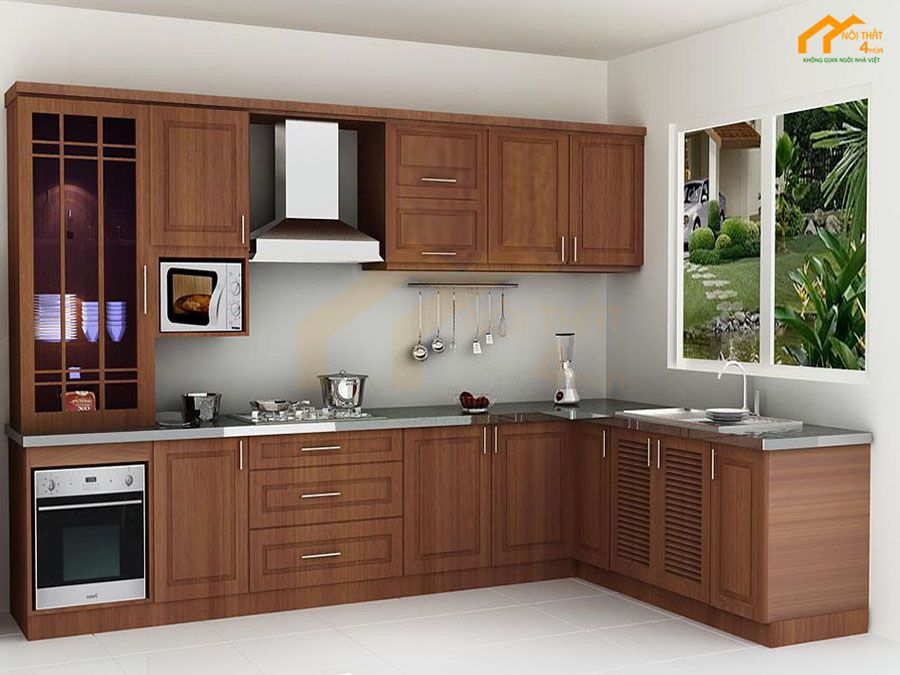 Mẫu tủ bếp gỗ veneer đẹp
