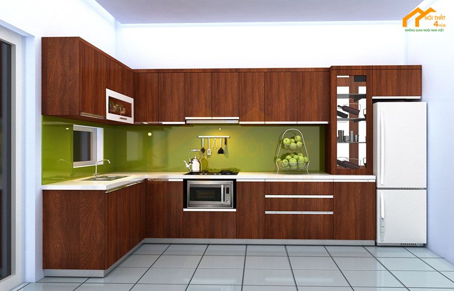 Mẫu tủ bếp gỗ veneer đẹp