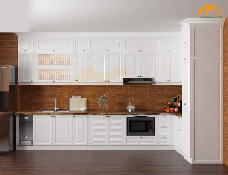Báo giá 20+ Mẫu tủ bếp tân cổ điển đẹp sang trọng 10 Mẫu tủ bếp tân cổ điển hình chữ L đẹp