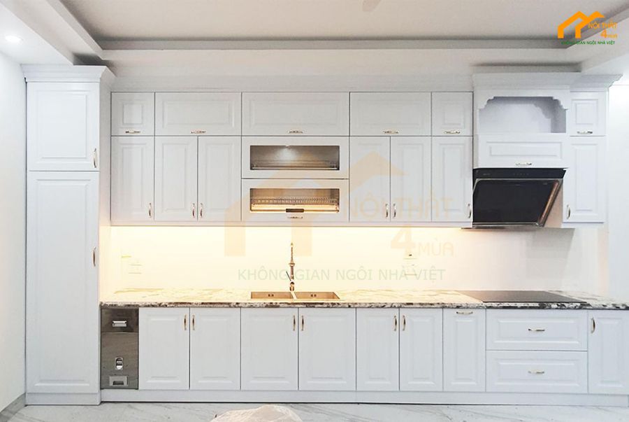 Báo giá 20+ Mẫu tủ bếp tân cổ điển đẹp sang trọng 6 Mẫu tủ bếp tân cổ điển chữ i đẹp