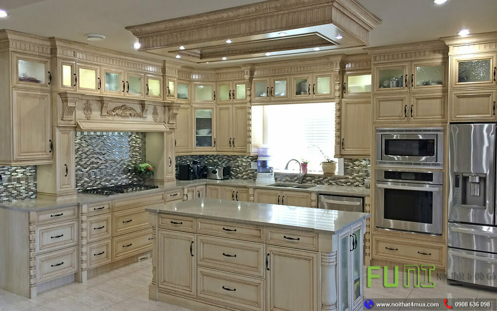 Tủ bếp cao cấp phong cách cổ điển