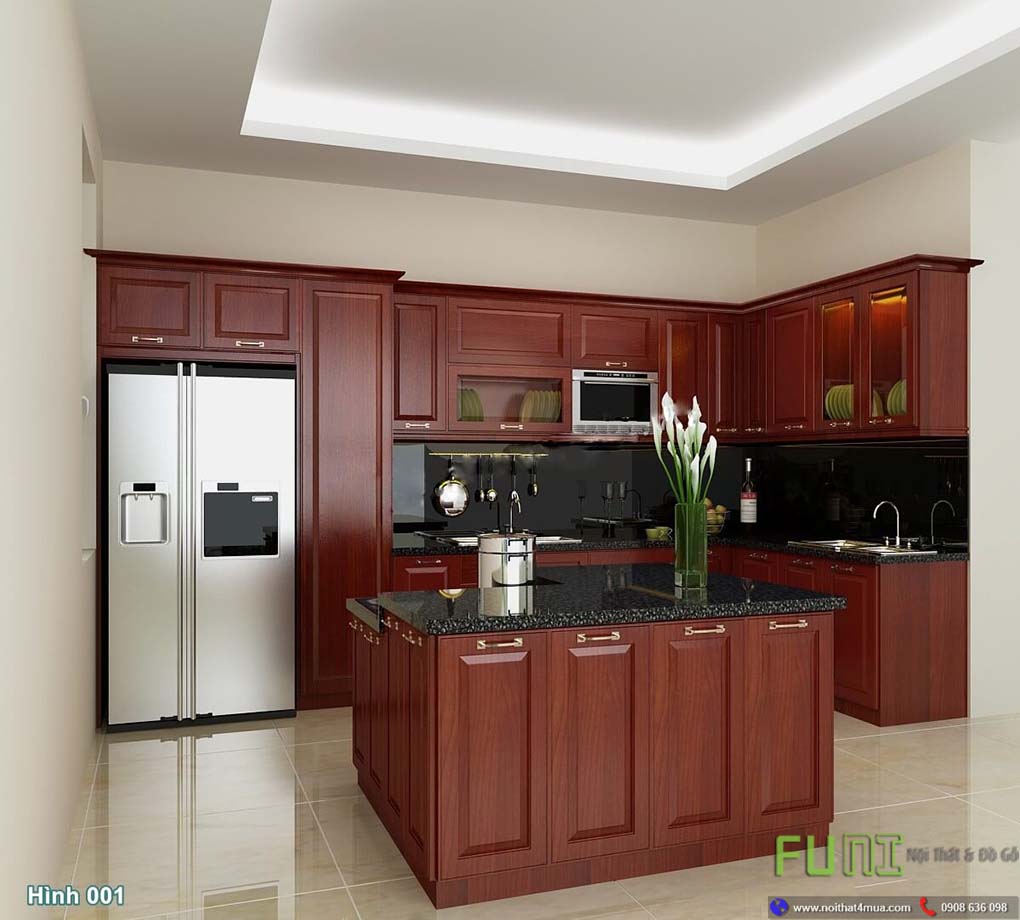 Tủ bếp gỗ hương đẹp cao cấp