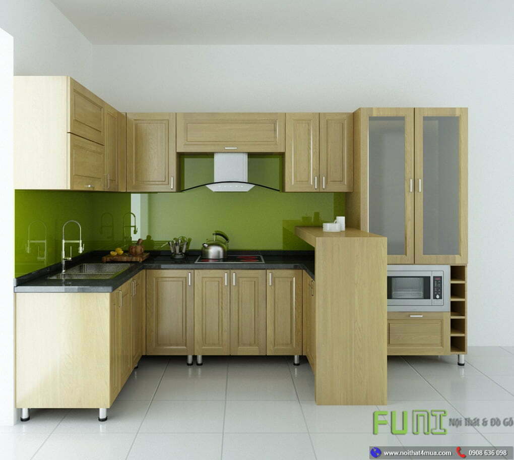Mẫu tủ bếp sồi mỹ nhỏ đẹp Mẫu tủ bếp sồi mỹ nhỏ đẹp