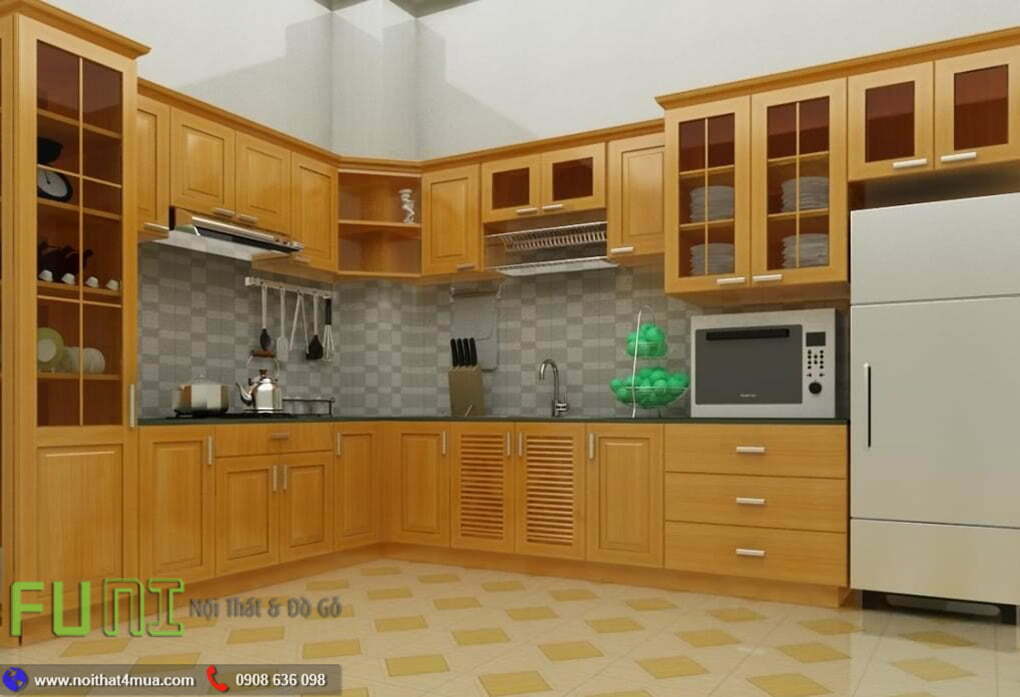 Tủ bếp gỗ sồi nga giá rẻ đẹp Tủ bếp gỗ sồi nga giá rẻ đẹp