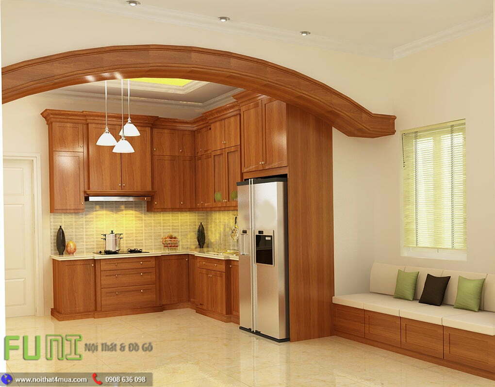 Tủ bếp gỗ xoan đào đẹp hiện đại Tủ bếp gỗ xoan đào đẹp hiện đại