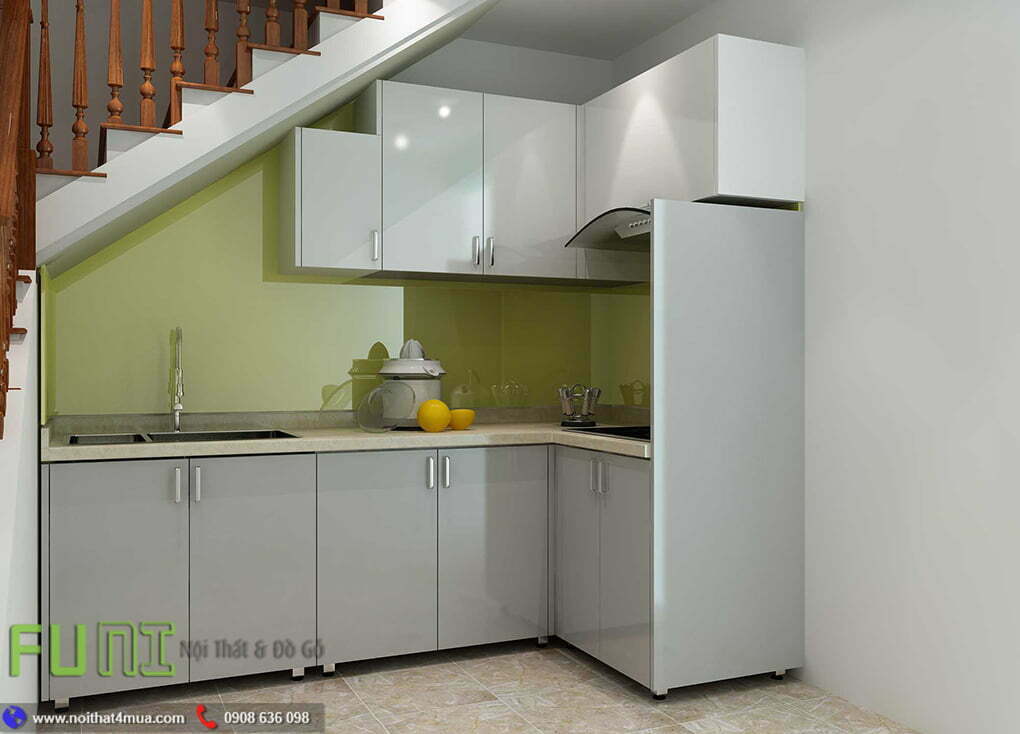 Tủ bếp khung inox cánh acrylic đẹp Tủ bếp khung inox cánh acrylic đẹp