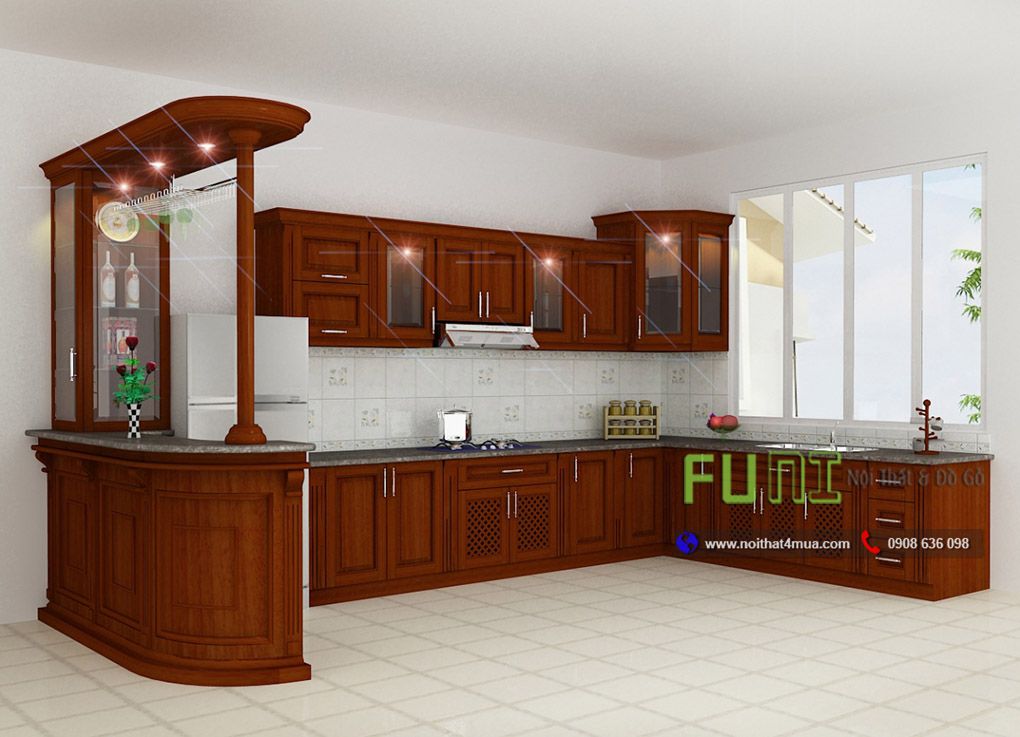 Mẫu tủ bếp gỗ đỏ đẹp cao cấp và sang trọng Mẫu tủ bếp gỗ đỏ đẹp cao cấp và sang trọng