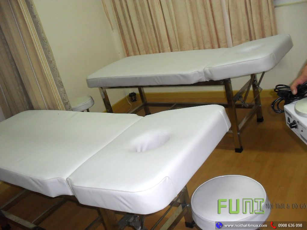 Giường spa chân sắt bộc vải rẻ Giường spa chân sắt bộc vải rẻ