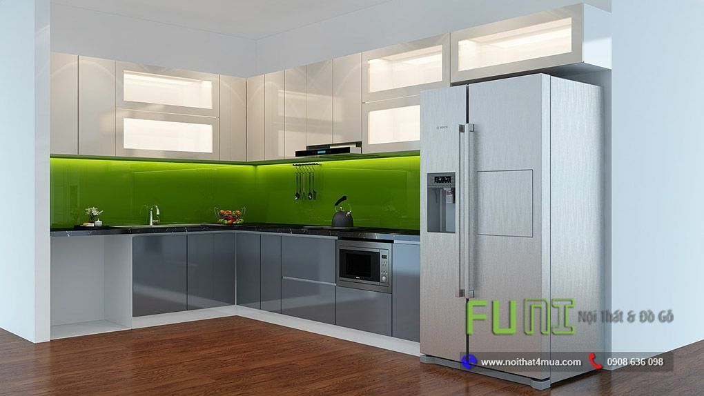 Mẫu tủ bếp acrylic bóng gương đẹp Mẫu tủ bếp acrylic bóng gương đẹp