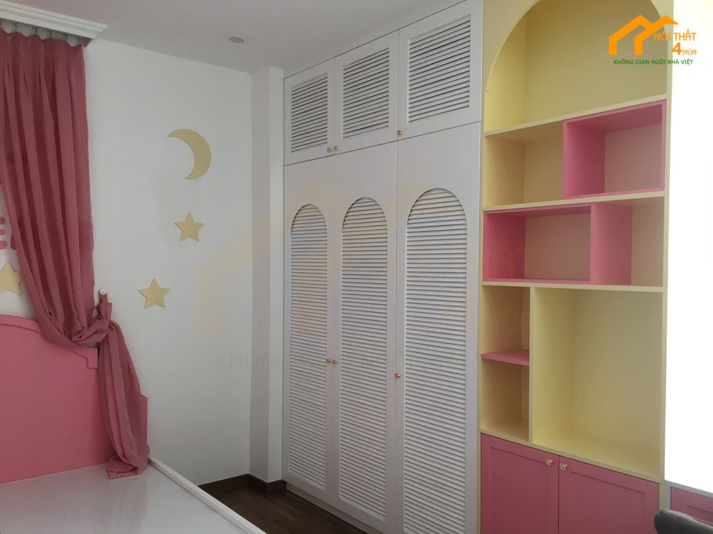 Thi công phòng ngủ bé gái căn hộ đẹp