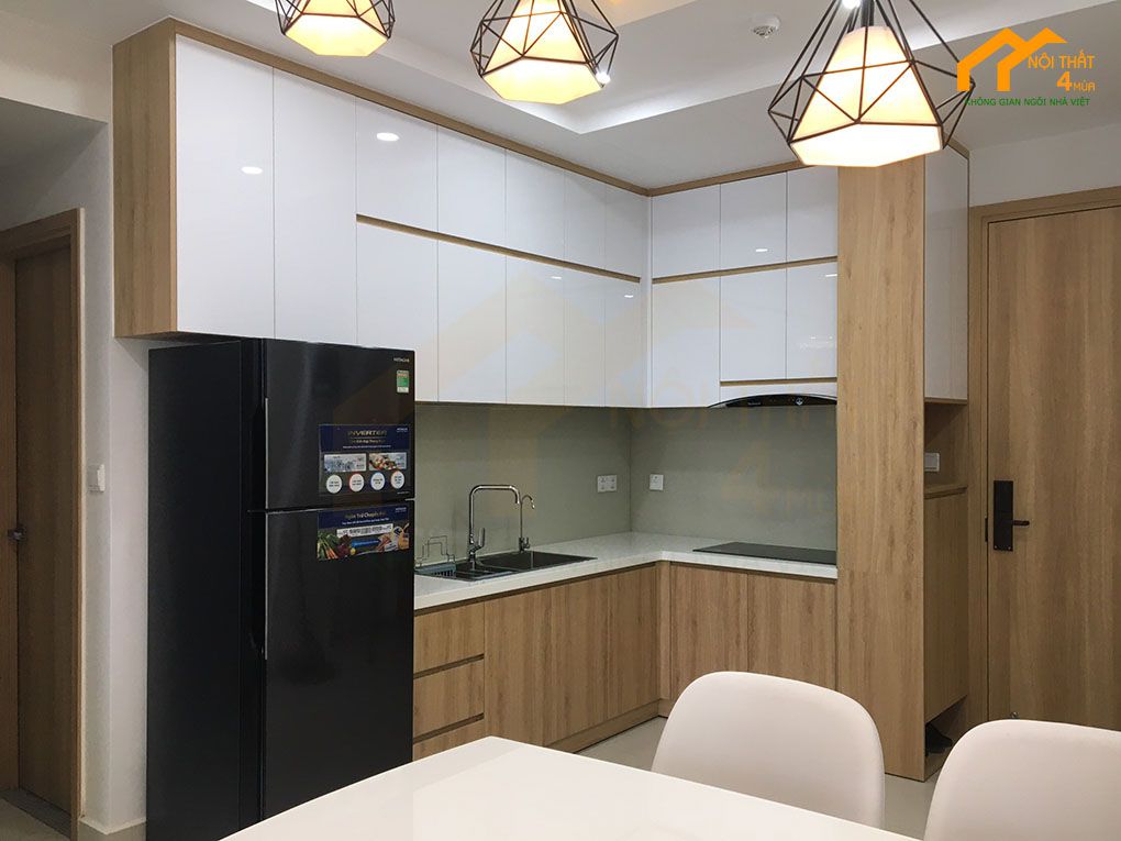 Thi công phòng bếp có tủ bếp chữ L