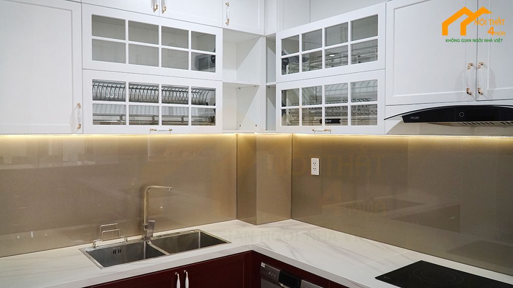 Thi công phòng bếp chữ u có quầy bar