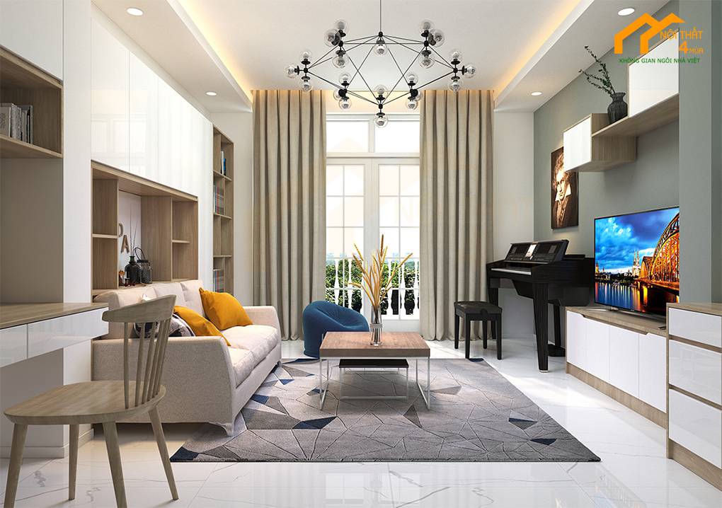 5 Mẫu thiết kế nội thất chung cư 45m2 đẹp và tiện nghi 1 Thiết kế nội thất căn hộ chung cư 45m2