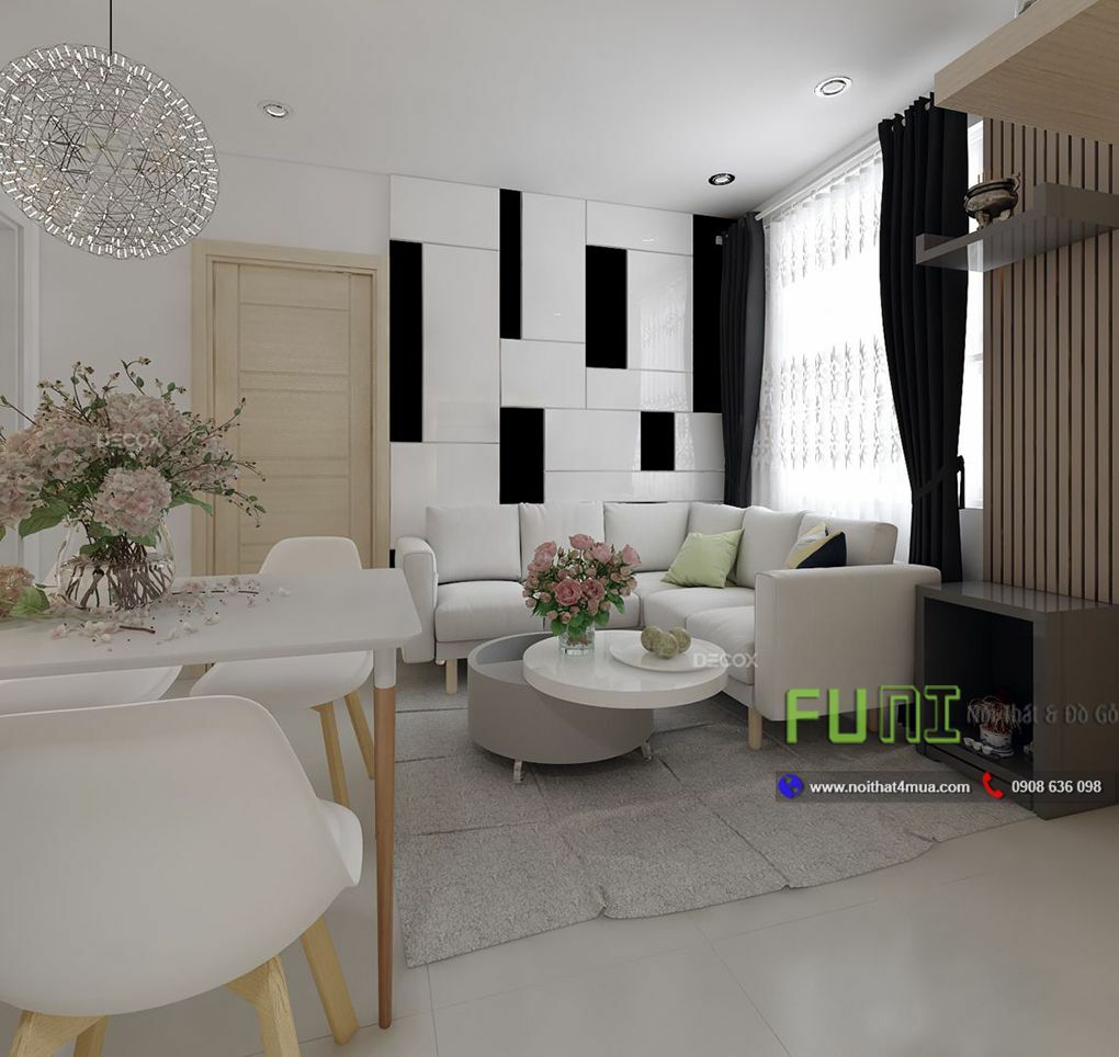 Thiết kế nội thất phòng khách căn hộ chung cư 45m2 Thiết kế nội thất phòng khách căn hộ chung cư 45m2