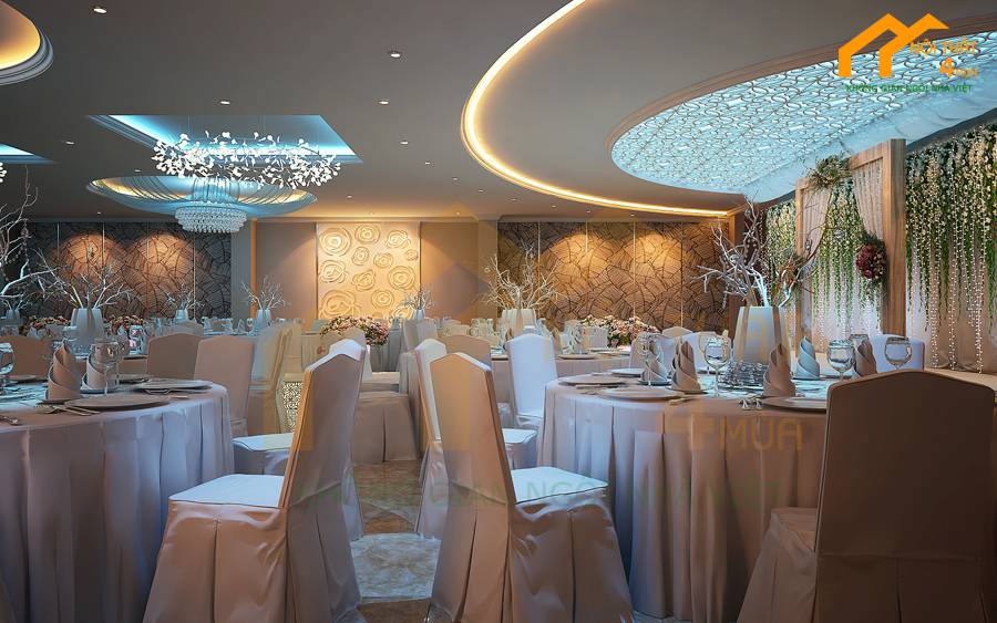 30+ Mẫu thiết kế nhà hàng tiệc cưới đẹp, sang trọng nhất 27 Thiết-kế nhà hàng tiệc cưới với sắc xanh lam hiện đại