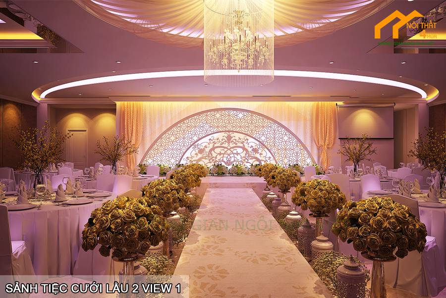 30+ Mẫu thiết kế nhà hàng tiệc cưới đẹp, sang trọng nhất 16 Thiết-kế nhà hàng tiệc cưới với sắc hồng hiện đại