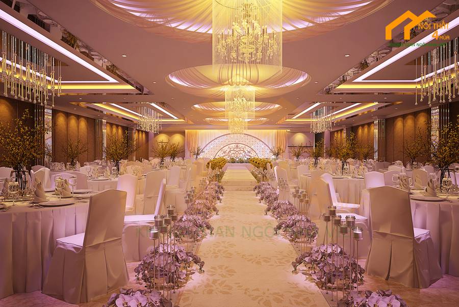 30+ Mẫu thiết kế nhà hàng tiệc cưới đẹp, sang trọng nhất 17 Thiết-kế nhà hàng tiệc cưới với sắc hồng hiện đại