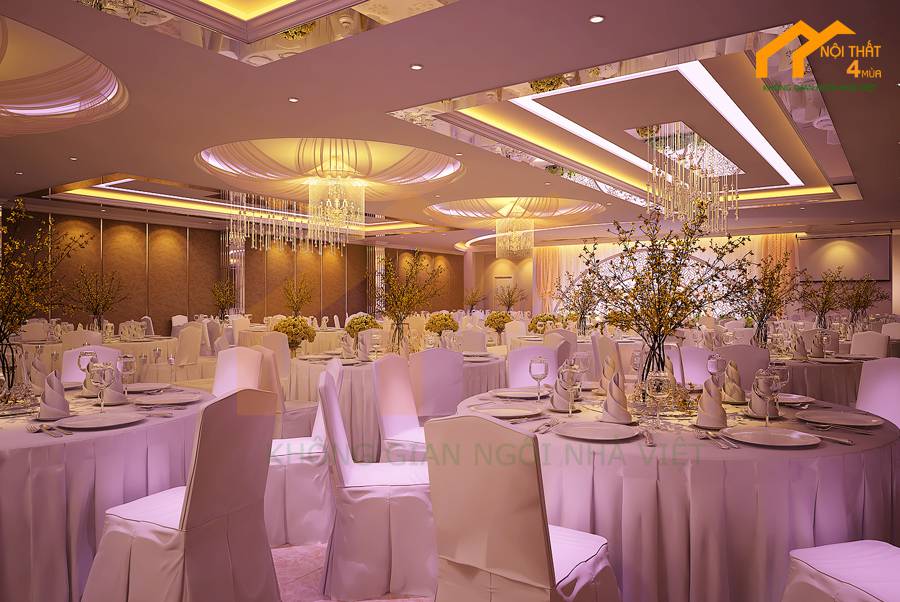 30+ Mẫu thiết kế nhà hàng tiệc cưới đẹp, sang trọng nhất 19 Thiết-kế nhà hàng tiệc cưới với sắc hồng hiện đại