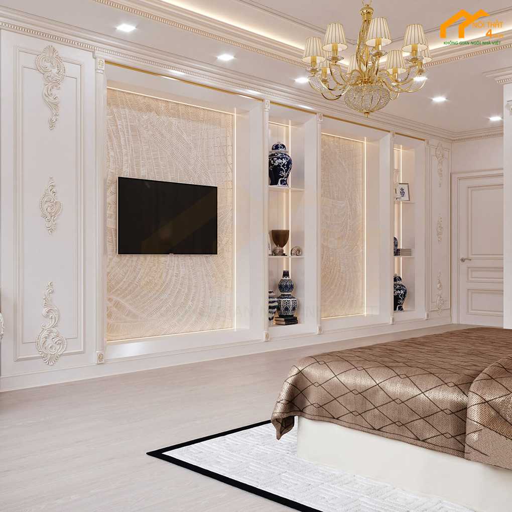 10 Mẫu thiết kế phòng ngủ tân cổ điển yêu thích nhất 2023 38 Mẫu phòng ngủ tân cổ điển sang trọng