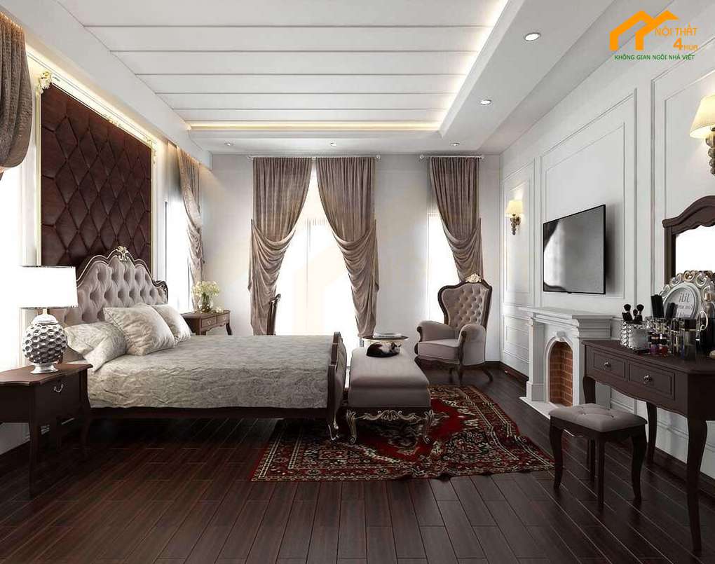 10 Mẫu thiết kế phòng ngủ tân cổ điển yêu thích nhất 2023 27 Mẫu phòng ngủ master tân cổ điển