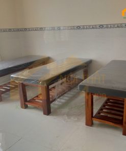 Giường spa gỗ sồi sơn màu nâu - GS02