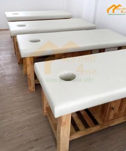 Giường spa gỗ thông ghép có tủ giá rẻ