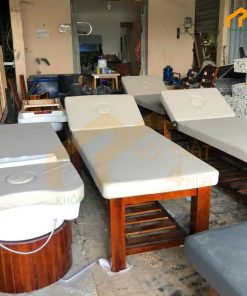 Giường gỗ tràm nâng đầu đẹp
