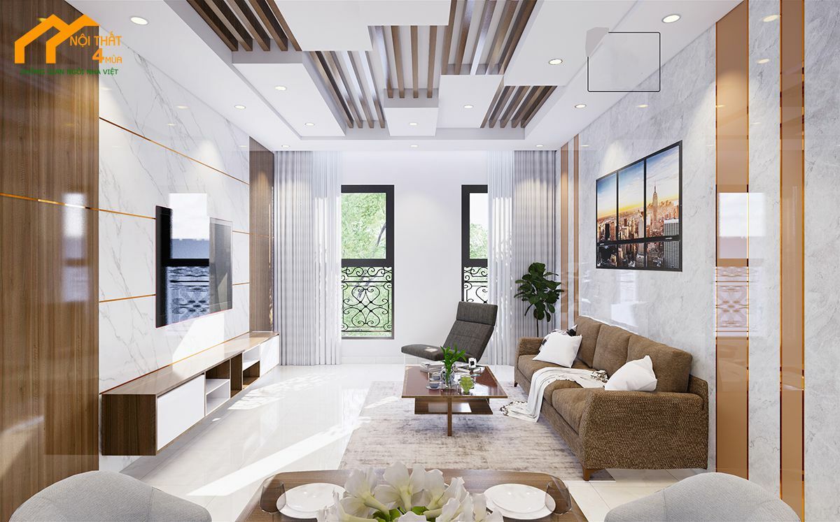 Mẫu thiết kế phòng khách nhà phố hiện đại Mẫu thiết kế phòng khách nhà phố hiện đại