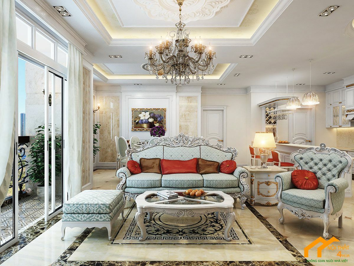 Mẫu phòng khách nhà biệt thự cổ điển cao cấp Mẫu phòng khách nhà biệt thự cổ điển cao cấp