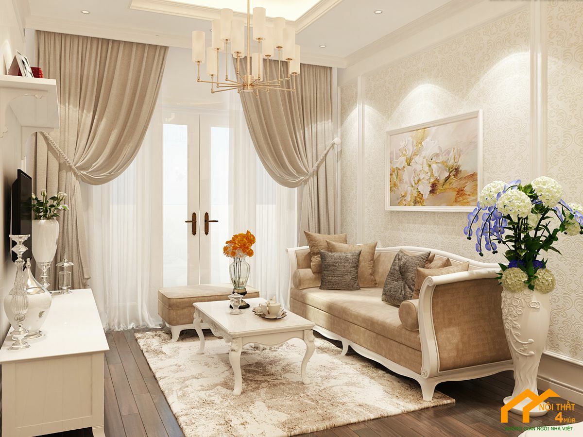 Phòng khách chung cư tân cổ điển Phòng khách chung cư tân cổ điển