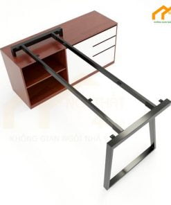 Khung sắt bàn chữ L gác tủ 160x140cm mặt bàn 70cm