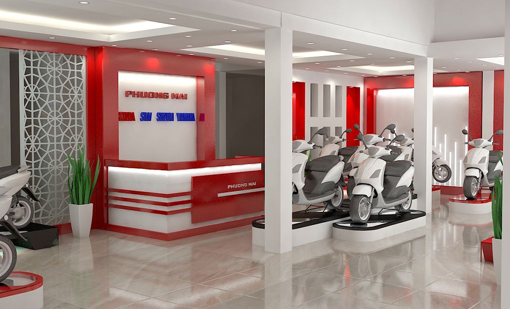 Mẫu showroom cửa hàng xe máy đẹp Mẫu showroom cửa hàng xe máy đẹp