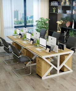Mẫu cụm bàn làm việc 6 người cao cấp