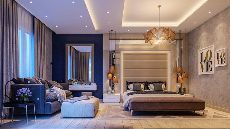 50+ Mẫu đèn trang trí phòng ngủ đẹp cho không gian thêm ấm cúng 8 Đèn LED âm trần phòng ngủ