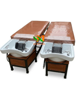 Giường massage gội đầu 2in1 chân sắt bồn sứ - GGD04