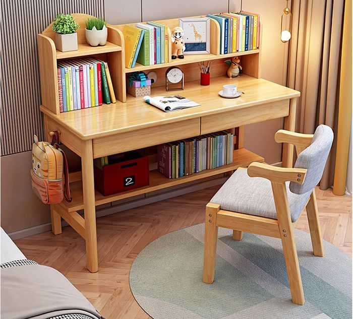 99 + Mẫu bàn học đẹp cho bé từ mầm non đến học sinh phổ thông 27 Bàn học gỗ tự nhiên