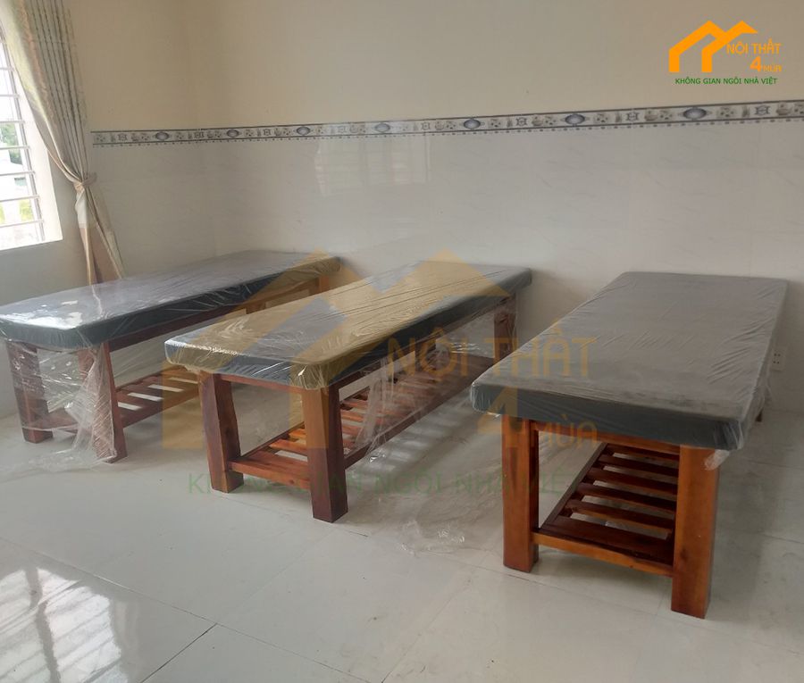 Giường gỗ thông màu đen Giường gỗ thông màu đen