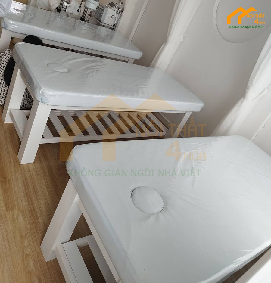 Giường gỗ thông màu trắng Giường gỗ thông màu trắng