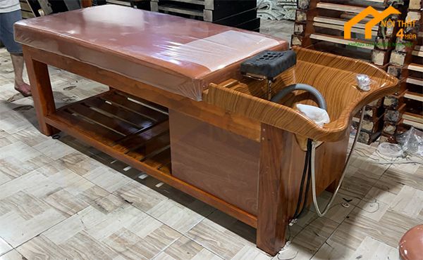 Mẫu giường gội 2in1 bằng gỗ