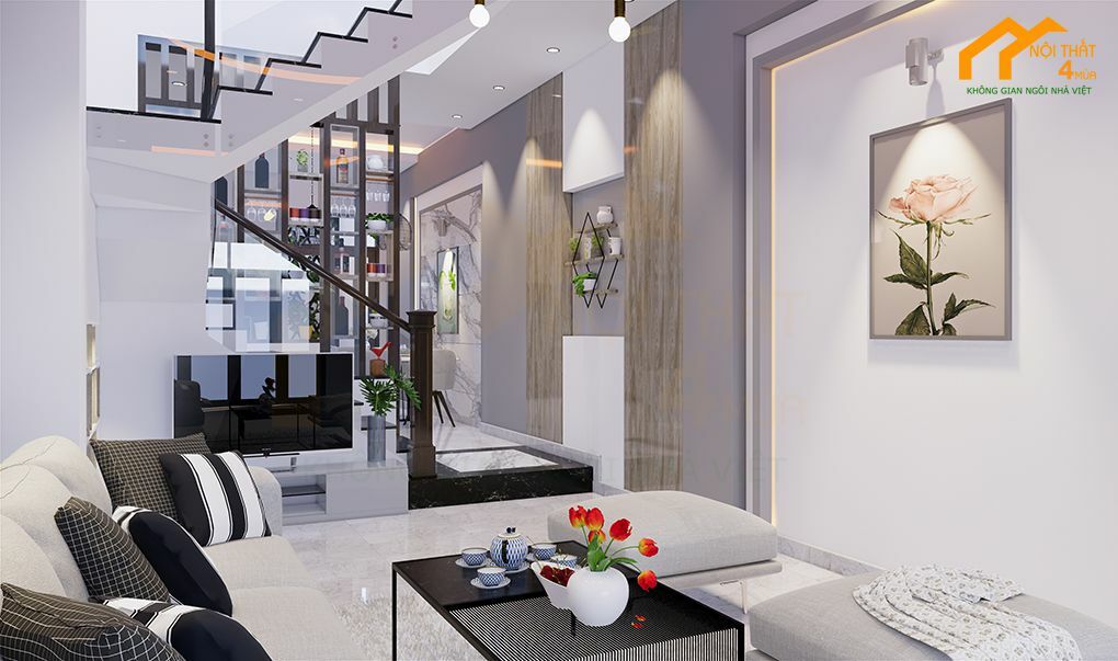 69+ Mẫu thiết kế nội thất phòng khách đẹp, hiện đại “gây nghiện” 5 Mẫu phòng khách nhà ống có cầu thang
