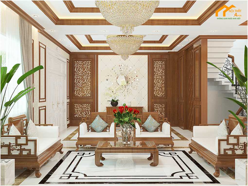 Mẫu phòng khách bằng gỗ tự nhiên sang trọng Mẫu phòng khách bằng gỗ tự nhiên sang trọng