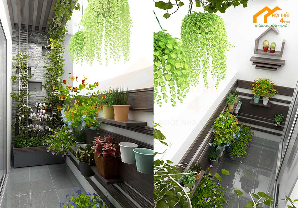 Căn hộ chung cư Thảo Điền 52m2 2PN 13 Ban công - Thiết kế căn hộ chung cư 50m2 đẹp