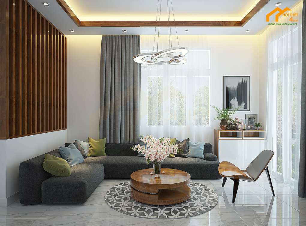 69+ Mẫu thiết kế nội thất phòng khách đẹp, hiện đại “gây nghiện” 4 Mẫu phòng khách nhà ống 4m đẹp