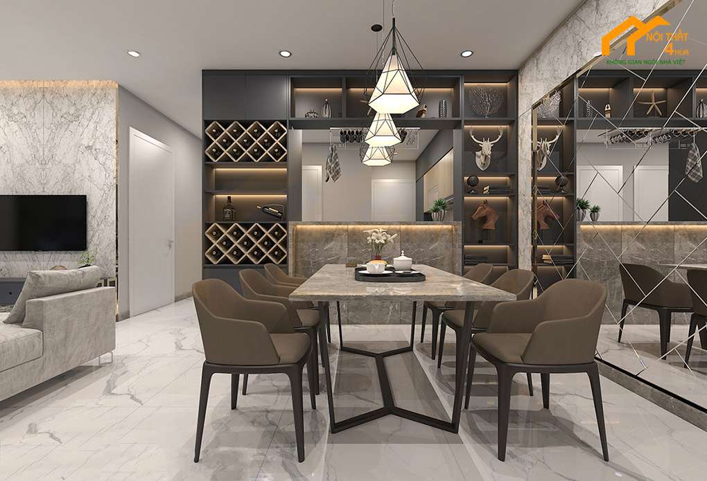 Phòng ăn - Thiết kế căn hộ chung cư 55m2