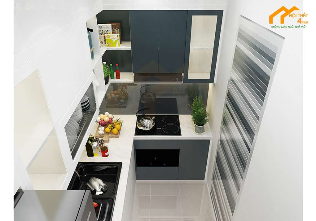 Căn hộ chung cư Thảo Điền 52m2 2PN 6 Phòng bếp - Thiết kế căn hộ chung cư 50m2 đẹp