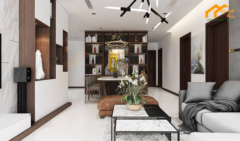 Phòng khách - Thiết kế nội thất chung cư 90m2