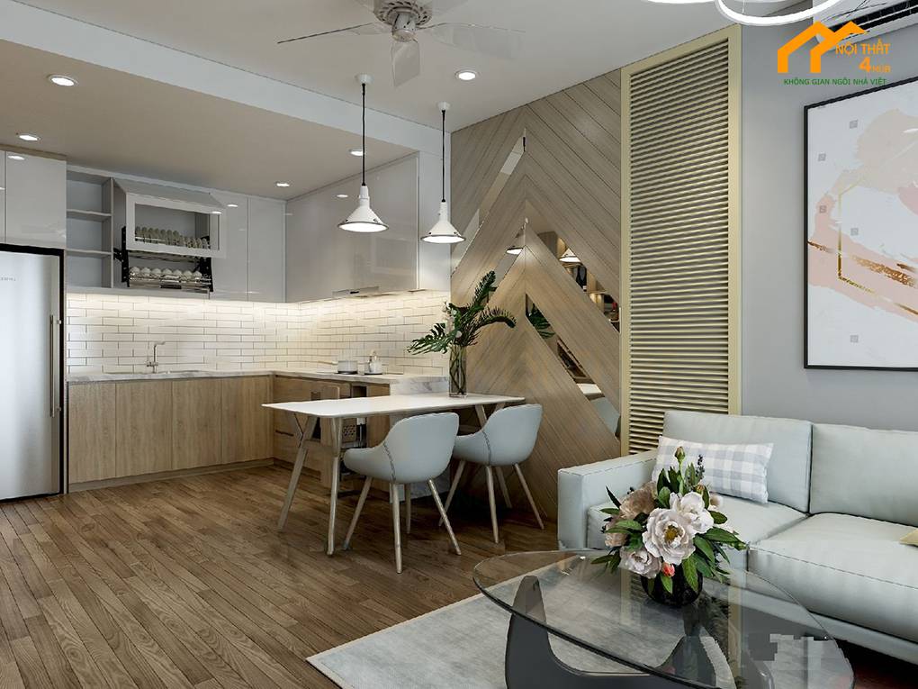 Mẫu phòng khách liền bếp căn hộ đẹp Mẫu phòng khách liền bếp căn hộ đẹp