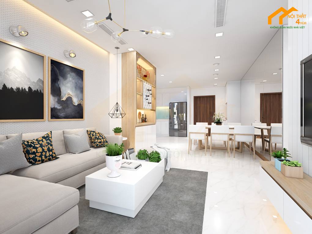 Mẫu phòng khách gam màu sáng hiện đại Mẫu phòng khách gam màu sáng hiện đại