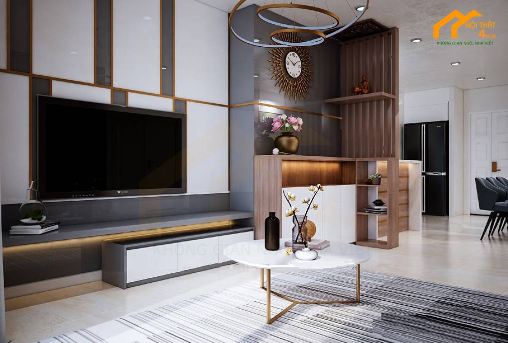 Phòng khách - Thiết kế căn hộ chung cư 110m2